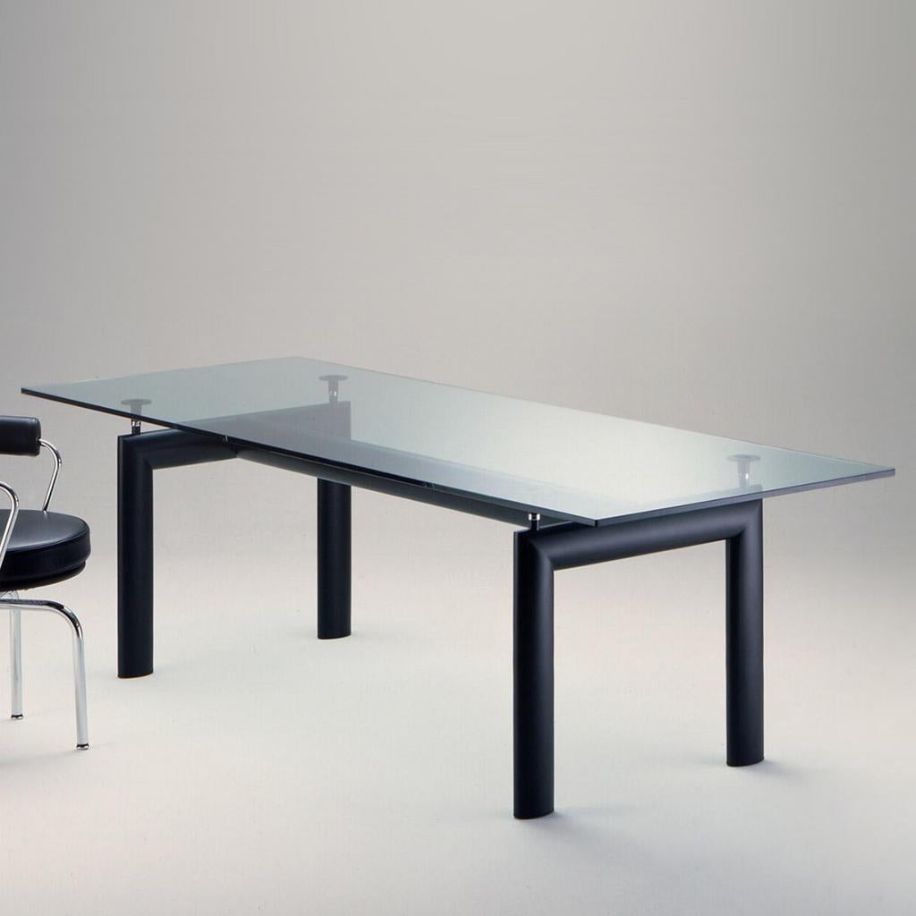 Originele Cassina LC6 Eettafel - Glazen Blad, Zwart, Huis en Inrichting, Tafels | Eettafels, Ophalen, Rechthoekig, 50 tot 100 cm