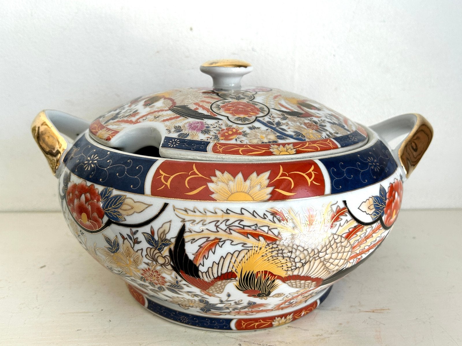 Vintage imari soep terrine porselein bloemen en feniks, Antiek en Kunst, Ophalen