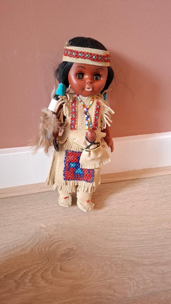 Vintage Carlson Native American Indian Doll met Papoose, Verzamelen, Ophalen of Verzenden, Gebruikt, Pop
