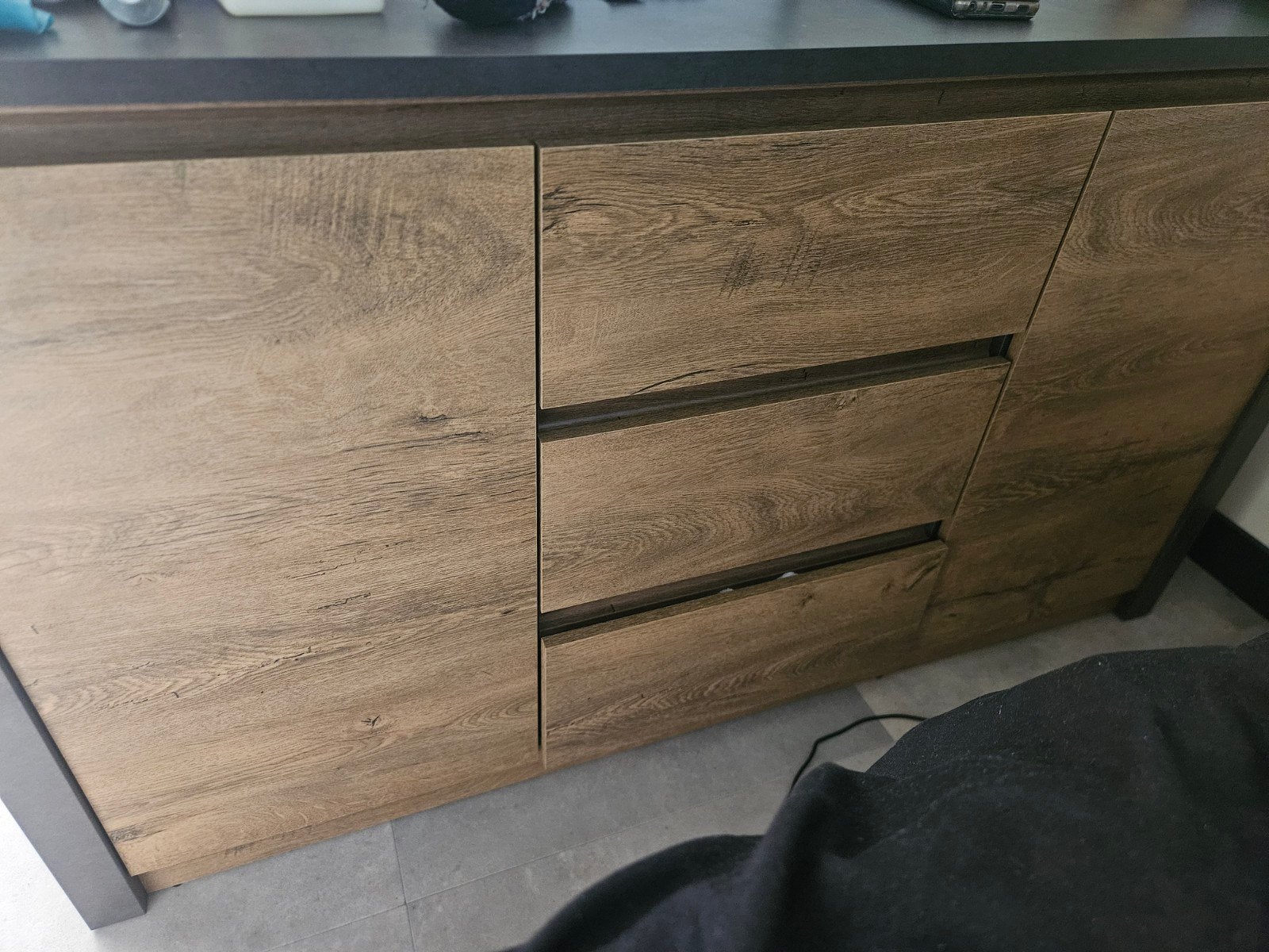 Meubella Dressoir Monaco - Eiken - Grijs - 140 cm, Huis en Inrichting, Nieuw, Ophalen of Verzenden, Modern, 25 tot 50 cm