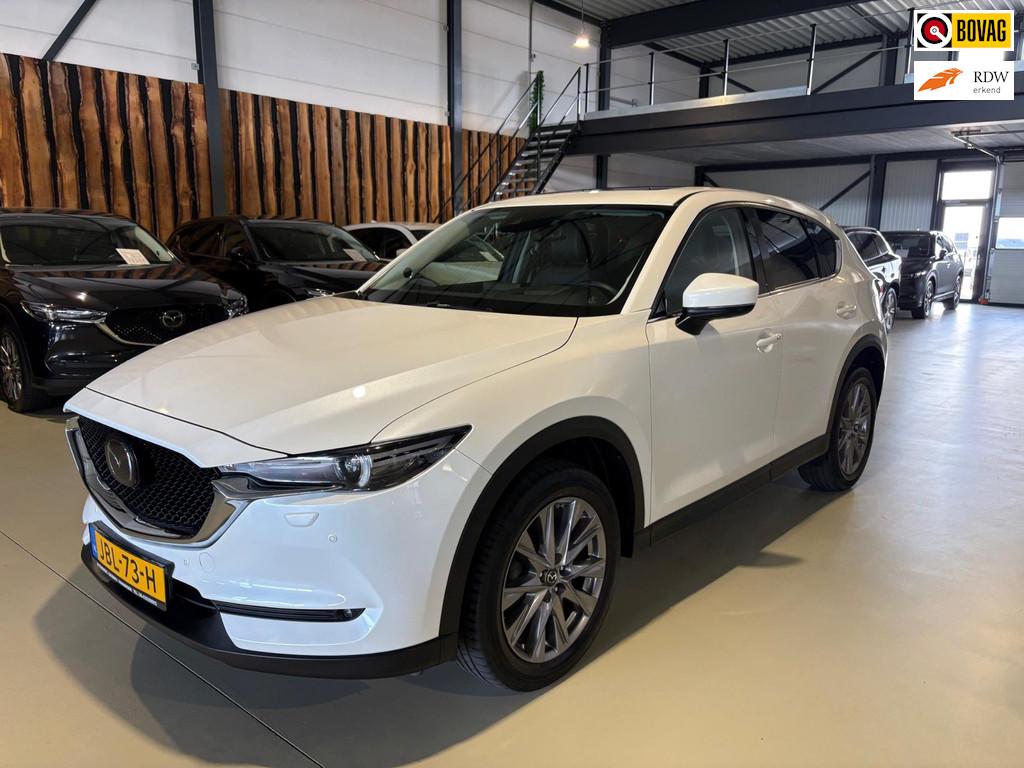 Mazda CX-5 2.5 SkyActiv-G 194 Signature AWD leder schuifdak, Auto's, Gebruikt, 4 cilinders, 2000 kg, Wit
