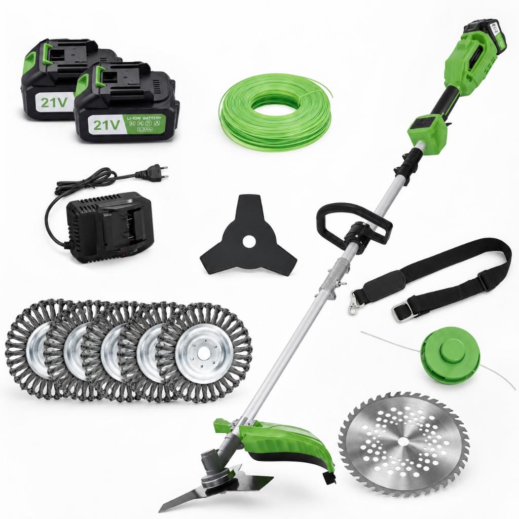 Accu Bosmaaier - grastrimmer + onkruidborstel + 2x Accu, Ophalen, Nieuw, 10 tot 30 cm, Accu
