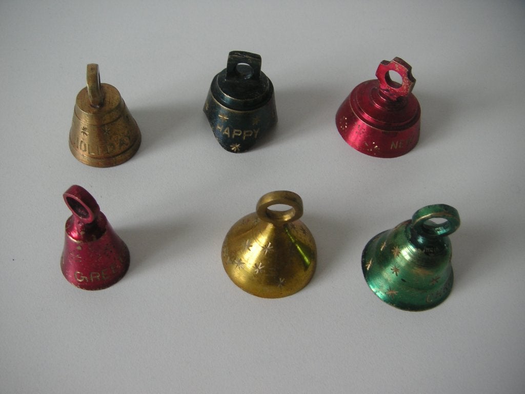 Antieke Koperen Kerst Belletjes 6 stuks, Ophalen, Koper
