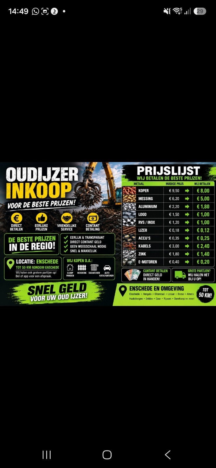Oud ijzer inkoop: Snel contant geld voor uw metaal!, Ophalen of Verzenden