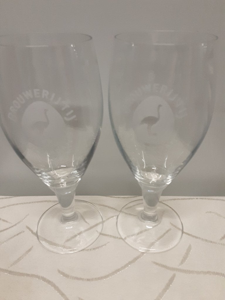 BROUWERIJ T IJ glazen, witte logo, Ophalen of Verzenden, Zo goed als nieuw, Bierglas