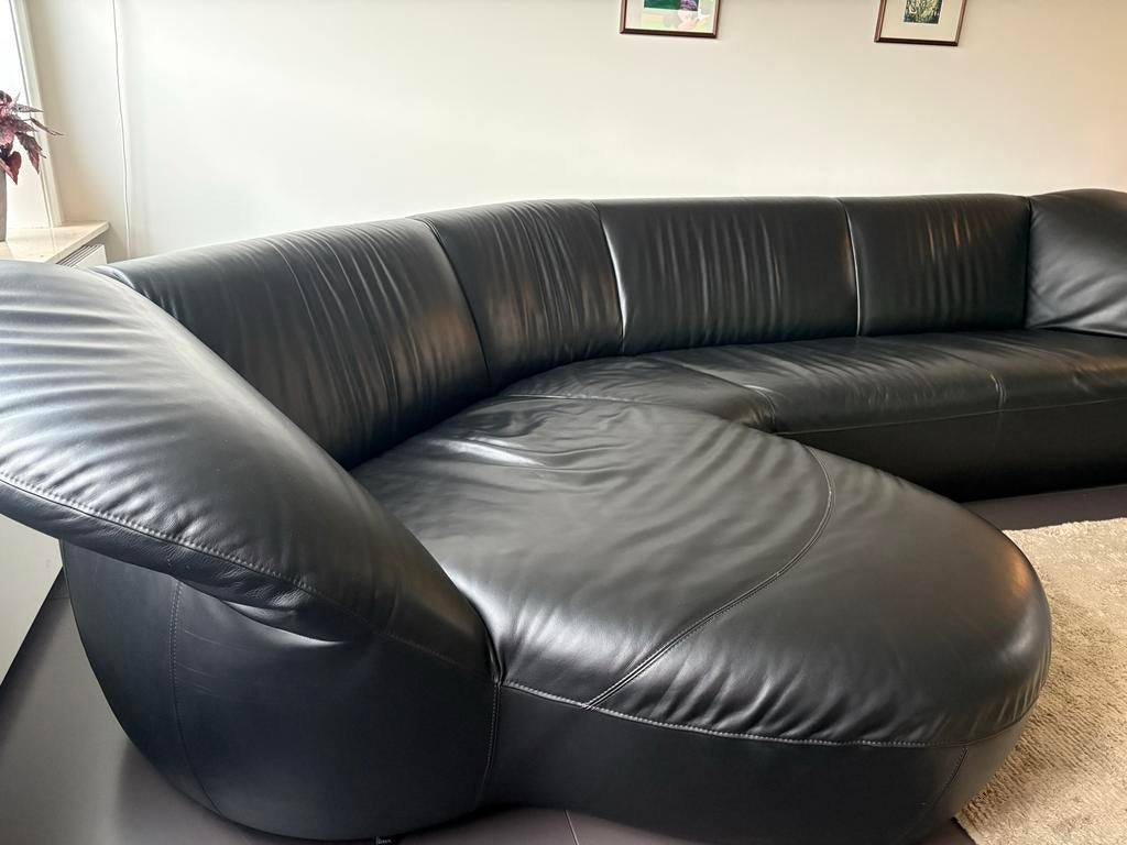 Leolux Gynko lederen 3-zitsbank met chaise longue, Ophalen, Gebruikt, Driepersoons, 300 cm of meer