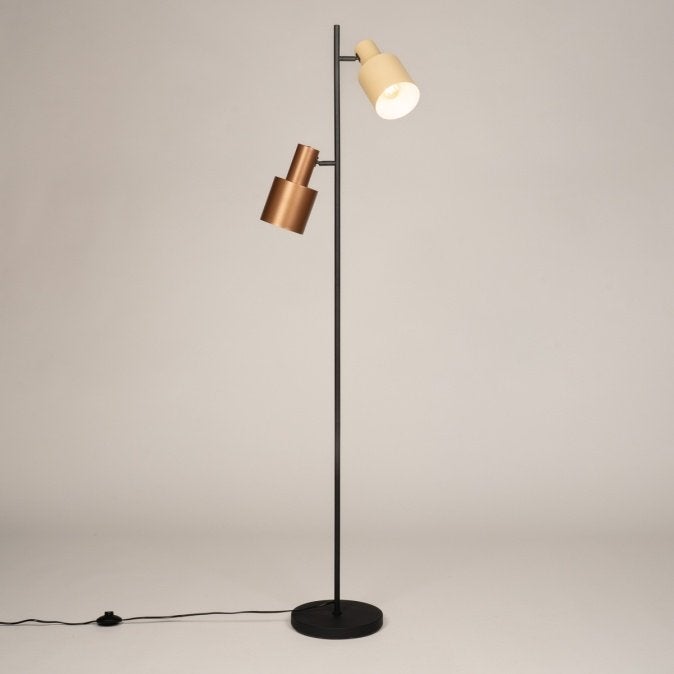 vloerlamp zwart kokers beige taupe bruin hoekbank bank lamp, Huis en Inrichting, Lampen | Vloerlampen, Ophalen of Verzenden, Nieuw