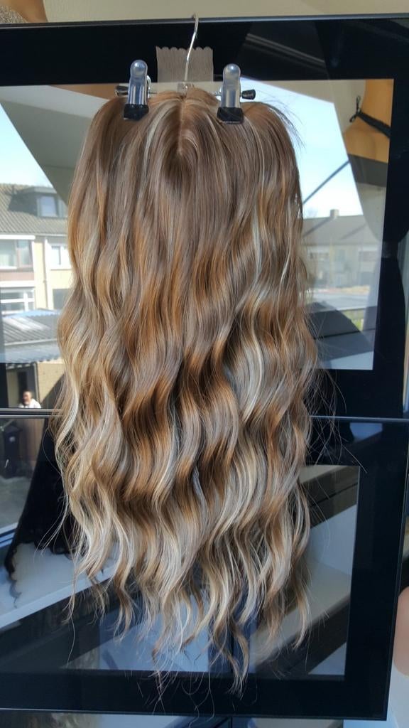 HaarTopper: #7 - Bruin gemêleerd met licht - Wavy - 50/55cm, Ophalen of Verzenden, Nieuw, Pruik of Haarverlenging