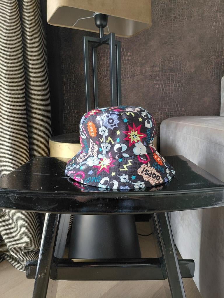 Buckethad, twee kanten draagbaar, doodle style,57 cm, Kleding | Heren, Hoeden en Petten, Hoed, Geen merk, Ophalen of Verzenden
