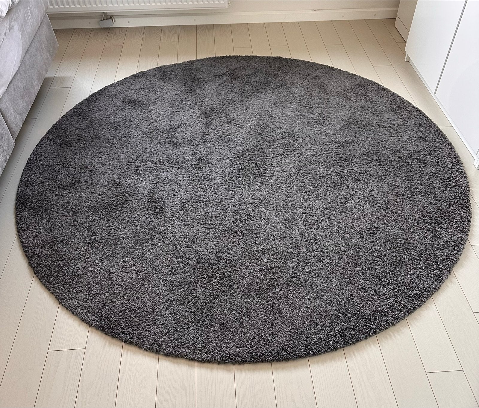 IKEA ÅDUM Rond Vloerkleed - Donkergrijs, 195 cm, Huis en Inrichting, Ophalen, 150 tot 200 cm, Rond, Zo goed als nieuw