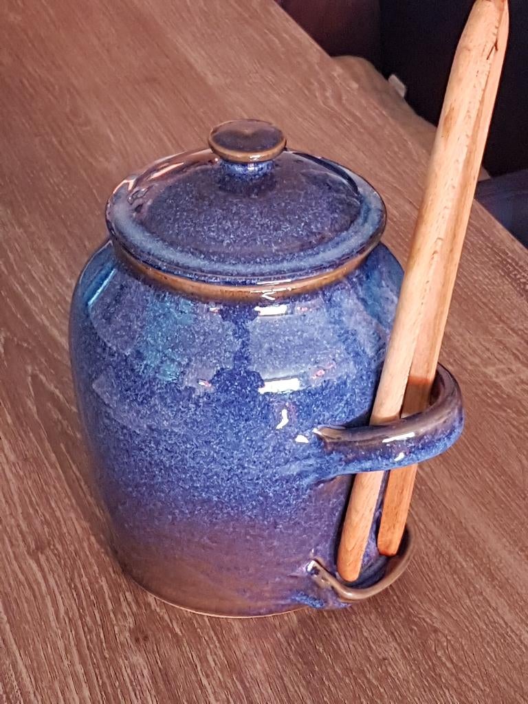 Augurkenpot met houten grijper, Antiek en Kunst, Ophalen