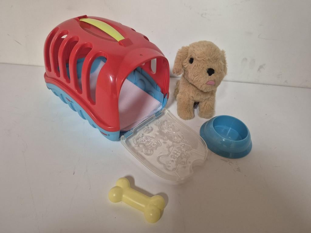 Hondje met reismand, voerbakje en botje, Ophalen of Verzenden, Gebruikt, Jongen of Meisje