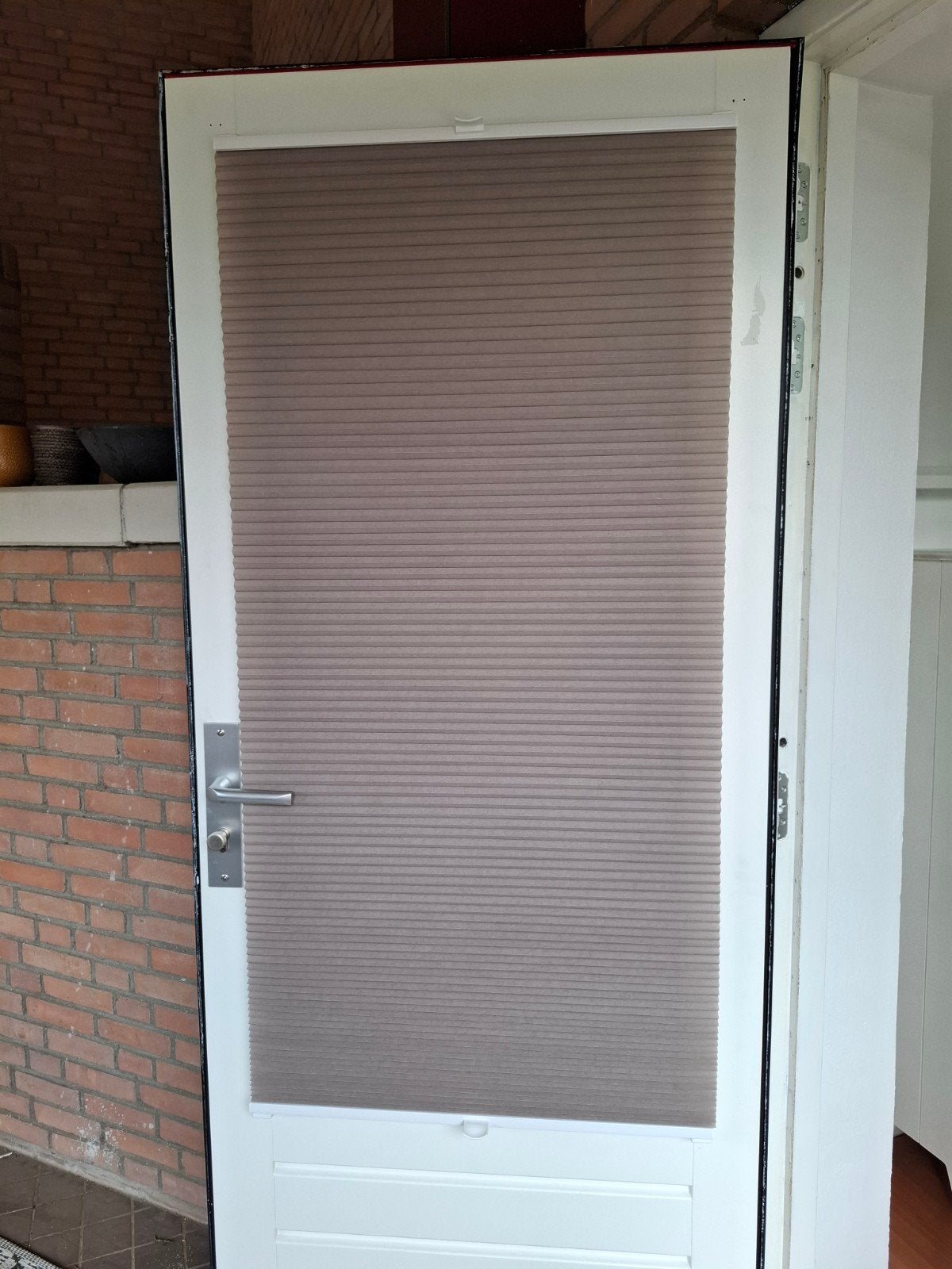 plissé gordijn balkon/tuindeur zandkleur 65  135 cm, Huis en Inrichting, Ophalen, Kwantum, 65 cm, 135 cm