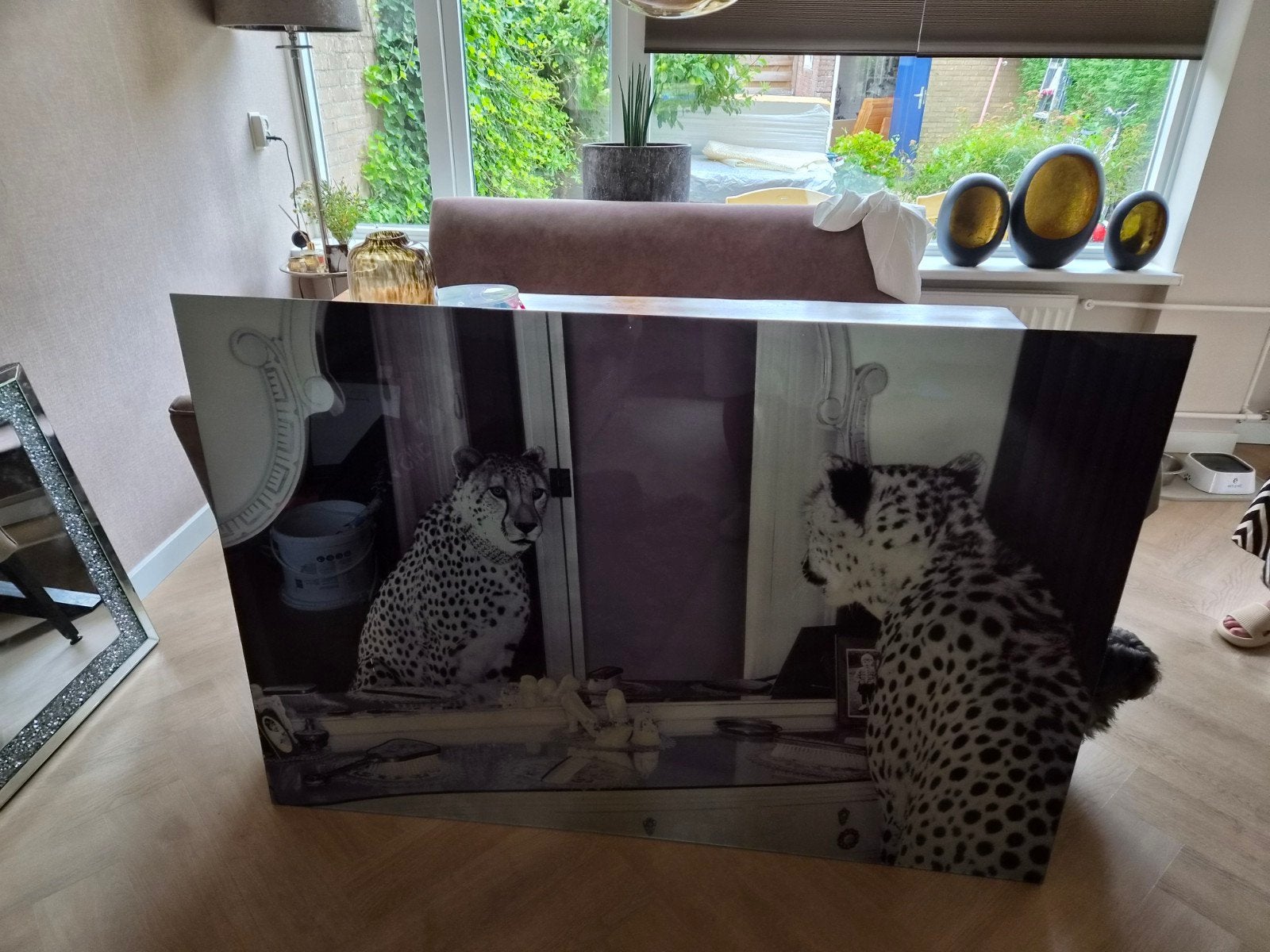 Mooi schilderij met cheetah, 160 x 100 cm, Ophalen, Overige materialen, Op houten frame, Dieren