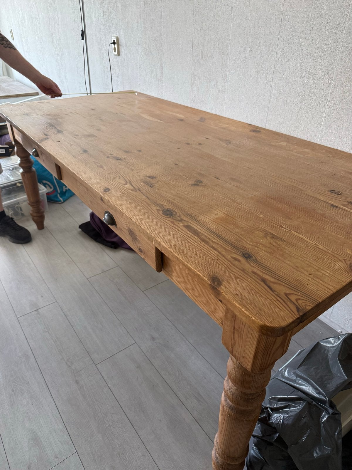 Eiken tafel 90 x 200 x 80 cm - Gratis afhalen (Rotterdam), Huis en Inrichting, Tafels | Eettafels, Ophalen, Gebruikt, Eikenhout