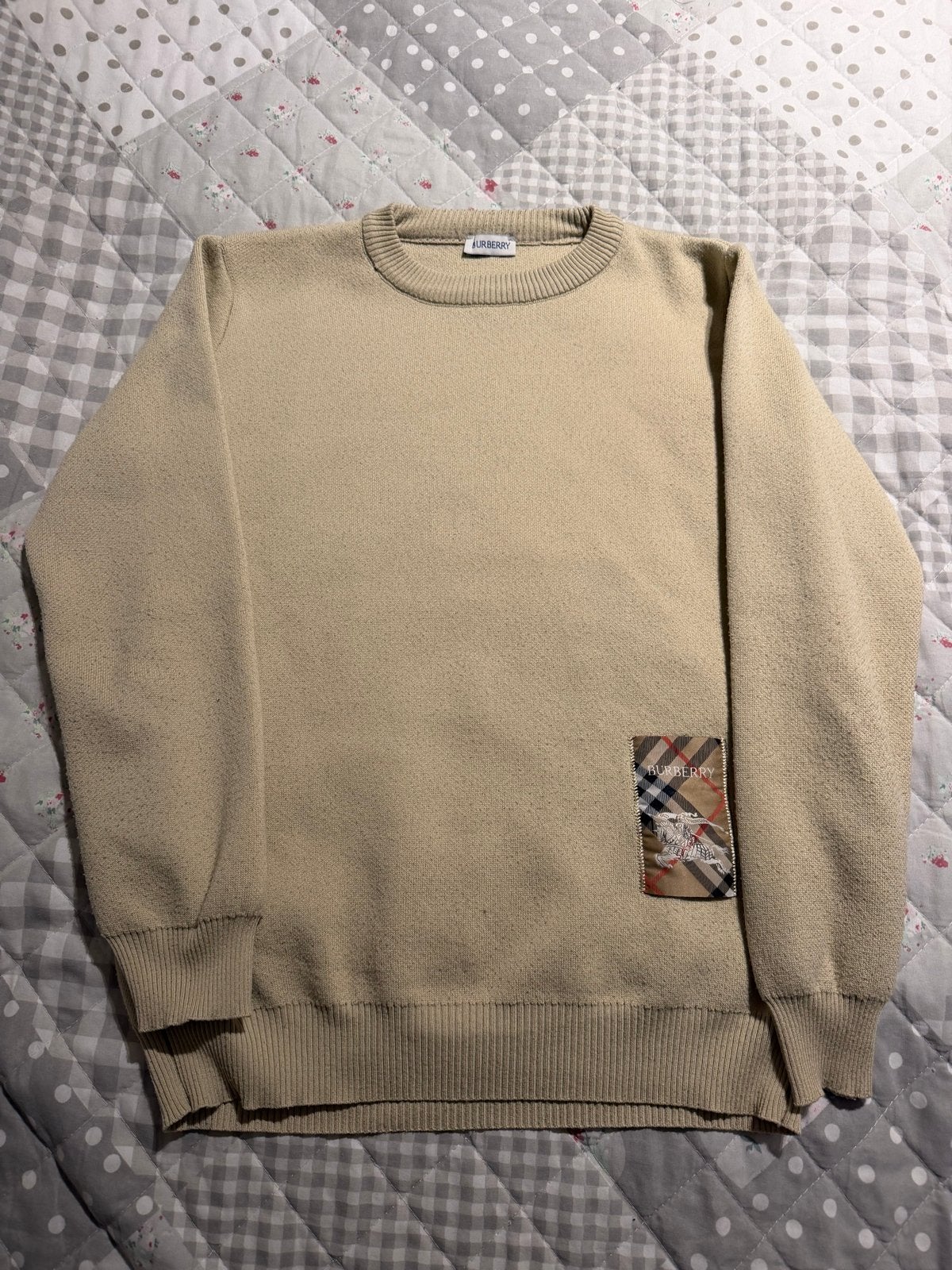 Burberry trui beige met logo patch, Ophalen of Verzenden, Gedragen, Overige maten, Beige
