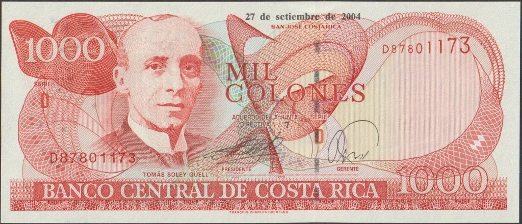 Costa Rica 1000 colones 2004 UNC p.264e (# 370), Verzenden, Midden-Amerika, Los biljet