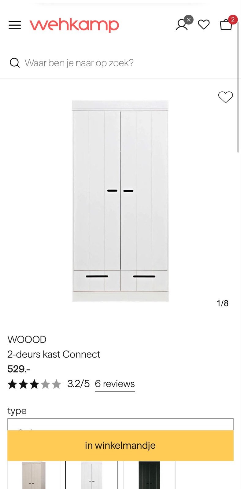 WOOOD 2-deurs kast Connect, Ophalen, 50 tot 100 cm, Zo goed als nieuw, Met lade(s)