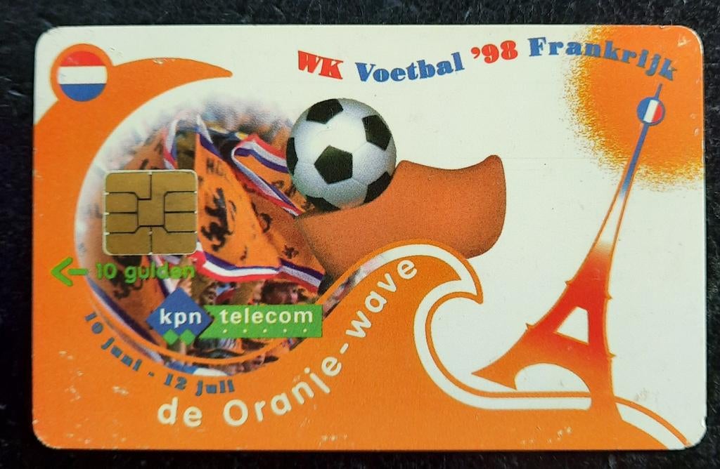 KPN Telecom WK Voetbal '98 Frankrijk Telefoonkaart, Ophalen of Verzenden