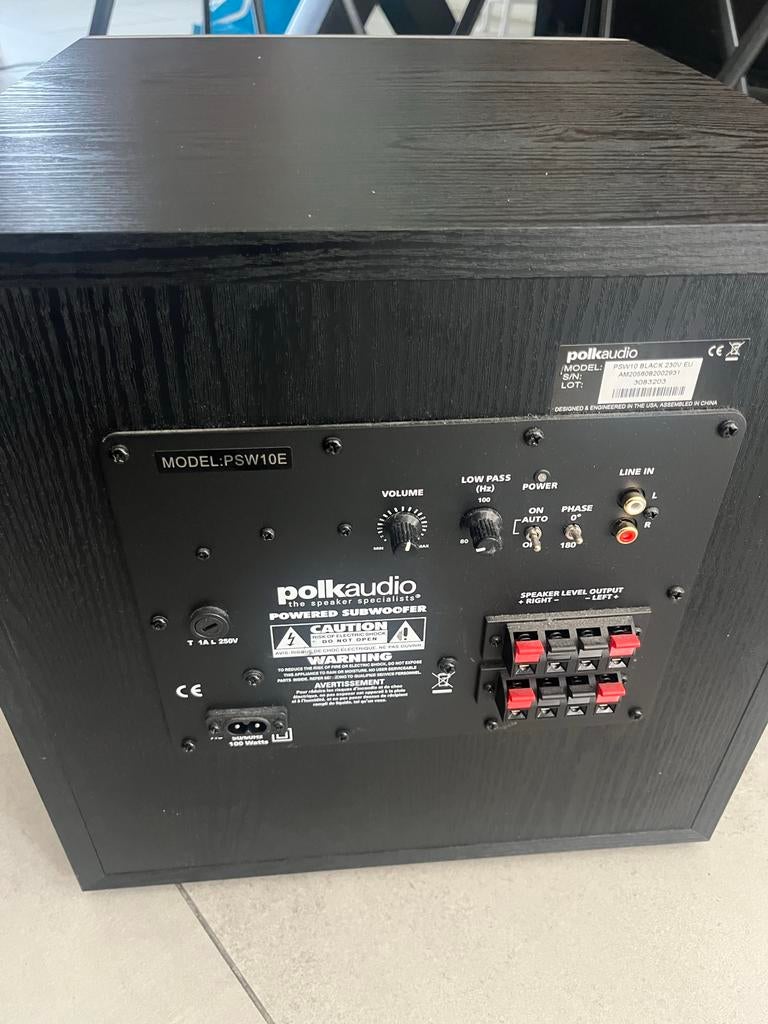Polk Audio PSW10 Subwoofer - Diepe Bassen voor Muziek & Film, Gebruikt, Subwoofer, 60 tot 120 watt, Ophalen