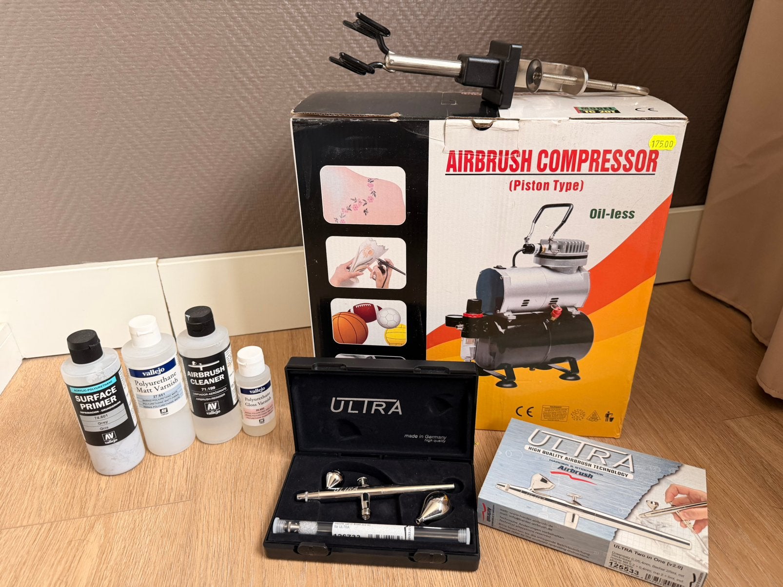 Complete airbrush set – TC-20T compressor, Ophalen of Verzenden, Zo goed als nieuw, Groter dan 1:32