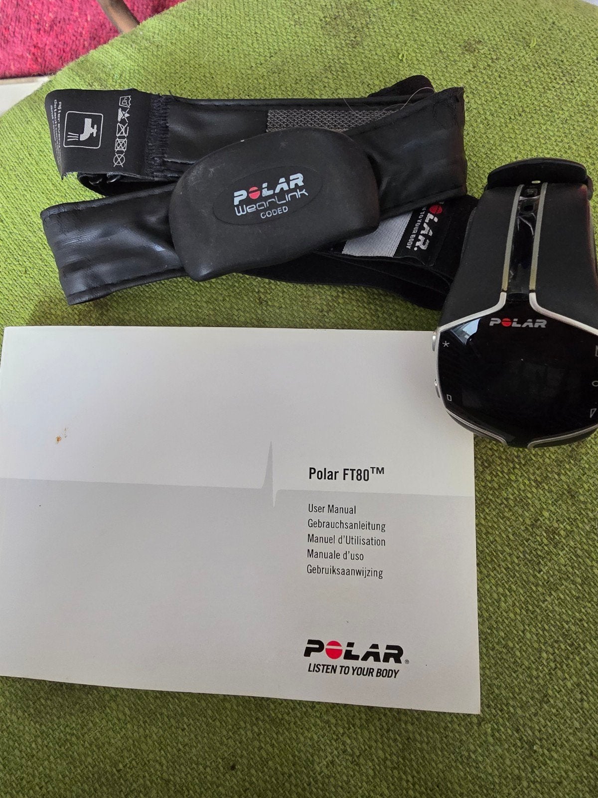 polar FT-80 watch, Hartslag, Zwart, Waterdicht, Gebruikt