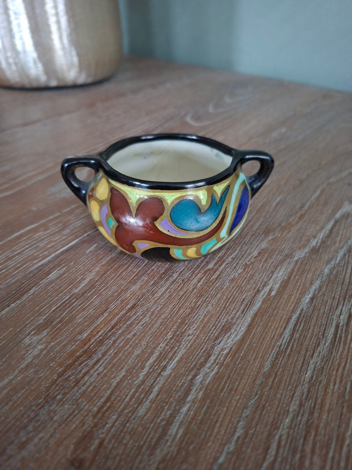 Vintage Art Deco Bloempotje met Handvatten, Ophalen