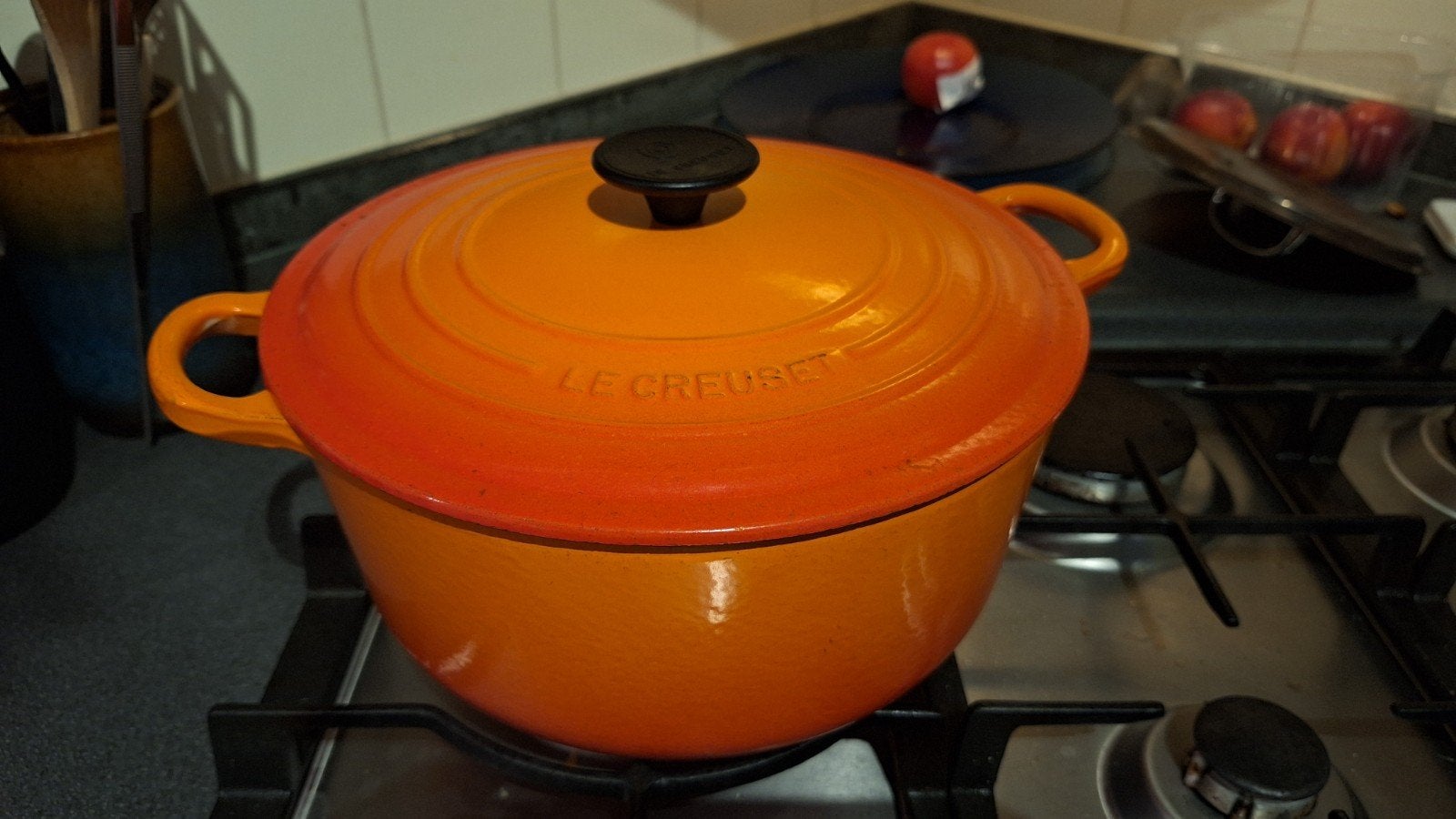 Le Creuset Cocotte Stoofpan 26 cm, Huis en Inrichting, Keuken | Potten en Pannen, Gebruikt, Koekenpan of Braadpan, Gietijzer, Ophalen