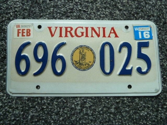 Kentekenplaat licenseplate Virginia SIC Semper Tyrannis  USA, Verzenden, Gebruikt, Auto's