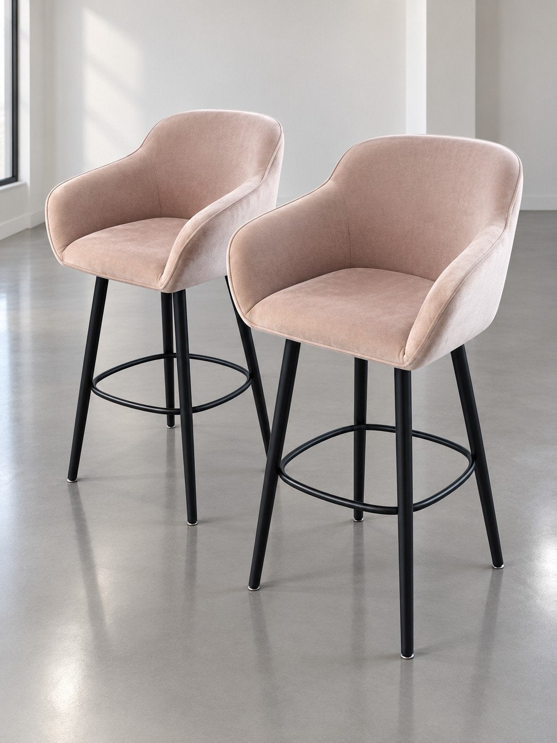 richmond barkrukken 2x - velvet - roze, Huis en Inrichting, ., 60 tot 90 cm, Richmond, Ophalen of Verzenden