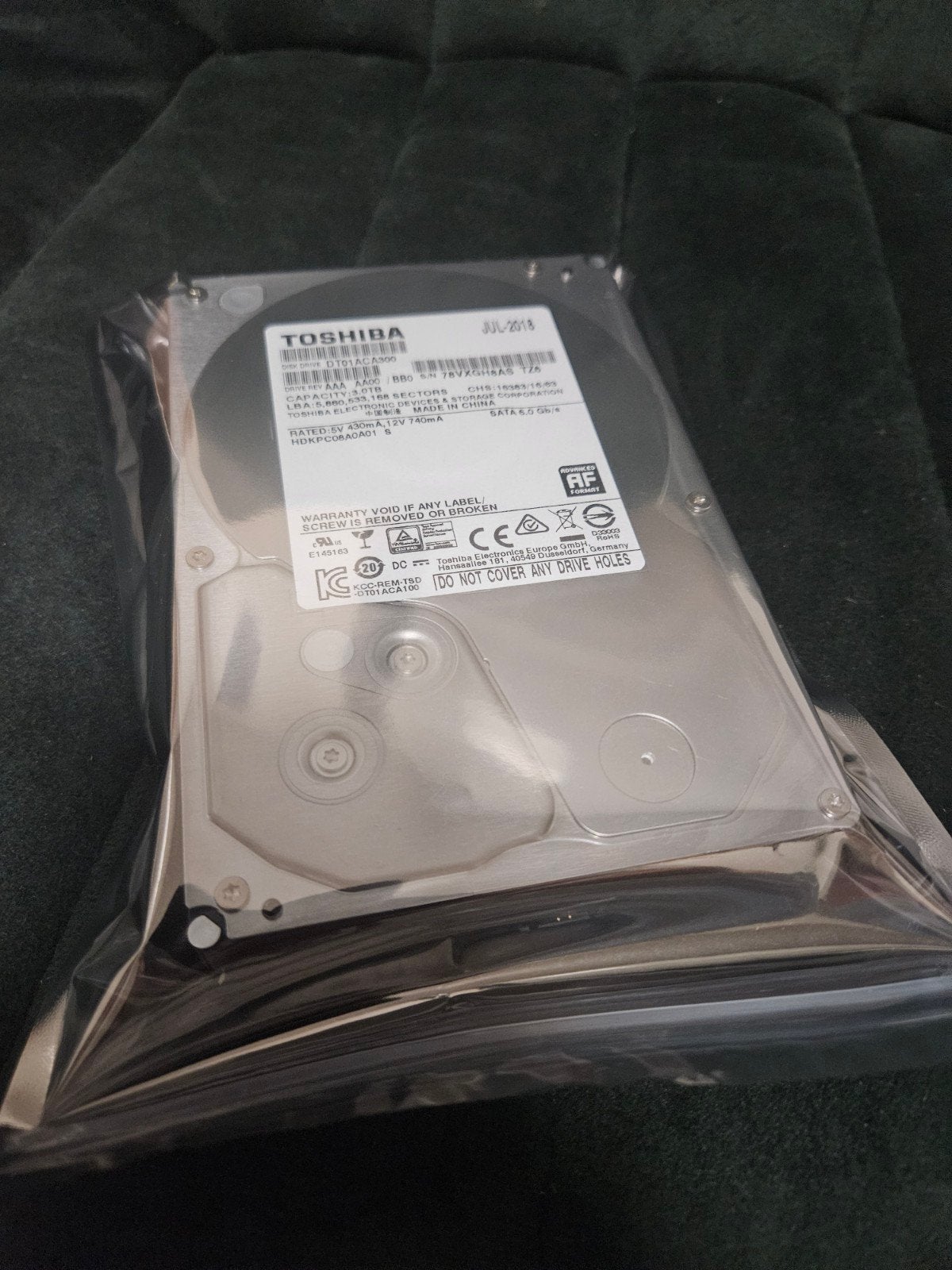 Toshiba 3TB 3.5 inch HDD - Zo goed als nieuw, Intern, Toshiba, Ophalen of Verzenden, Zo goed als nieuw