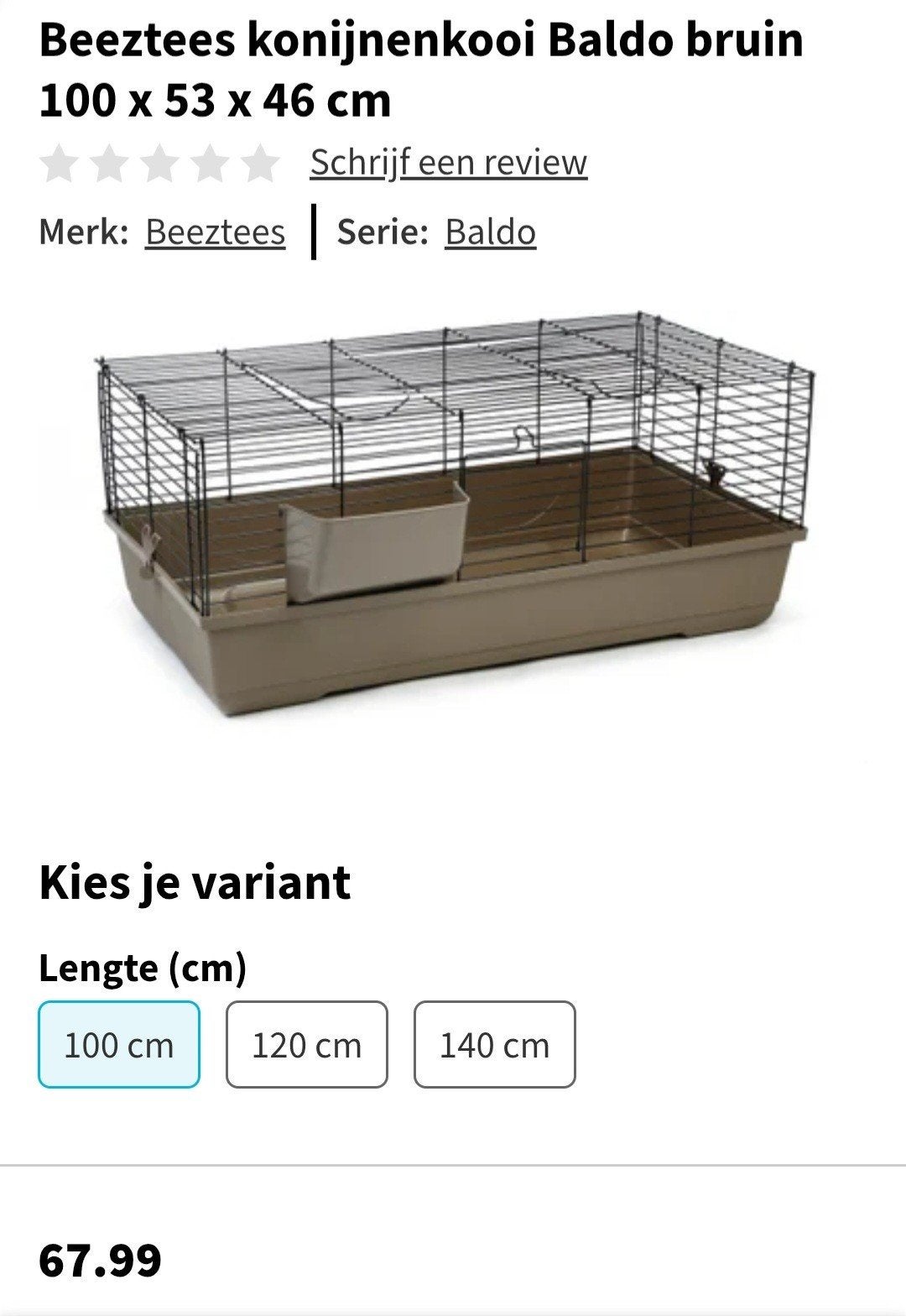 Beeztees konijnenkooi Baldo bruin 100 x 53 x 46 cm, Dieren en Toebehoren, Knaagdieren en Konijnen | Hokken en Kooien, Zo goed als nieuw