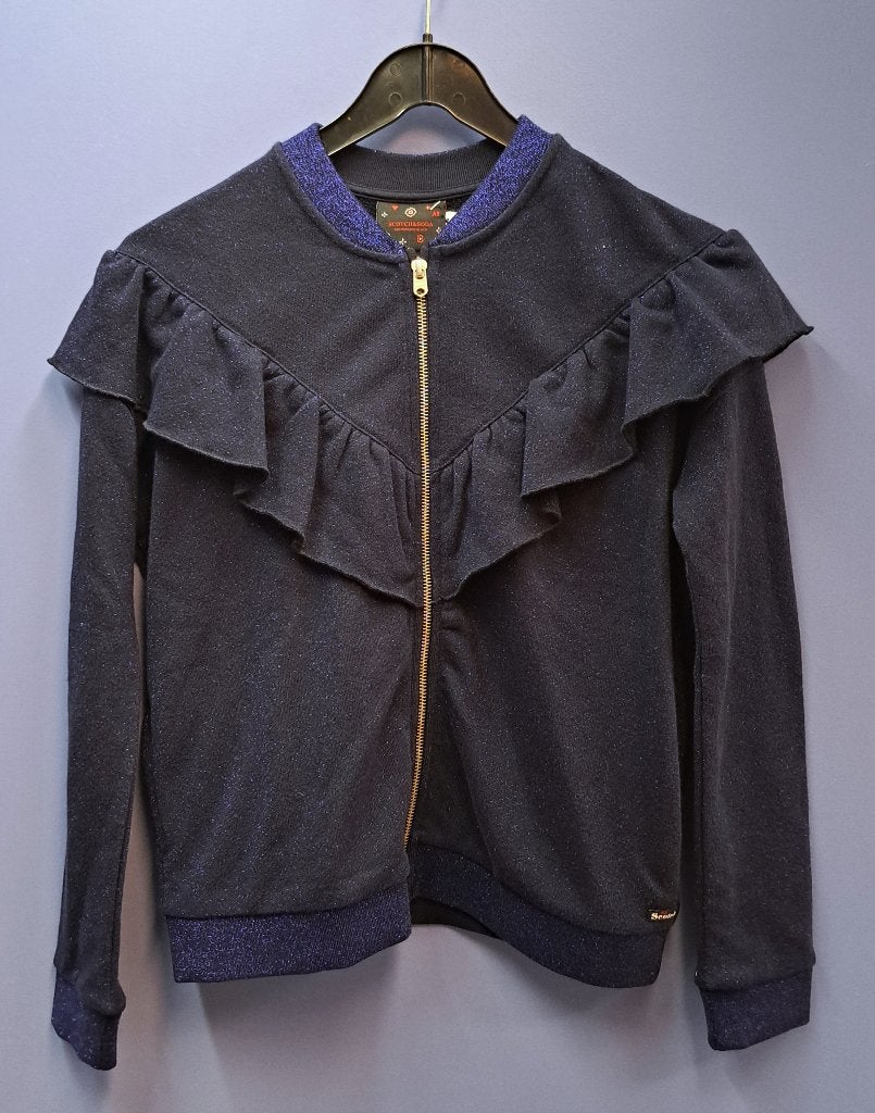 Scotch & Soda vest donker blauw glitter + roezels 164 46869, Meisje, ., Trui of Vest, Scotch & Soda