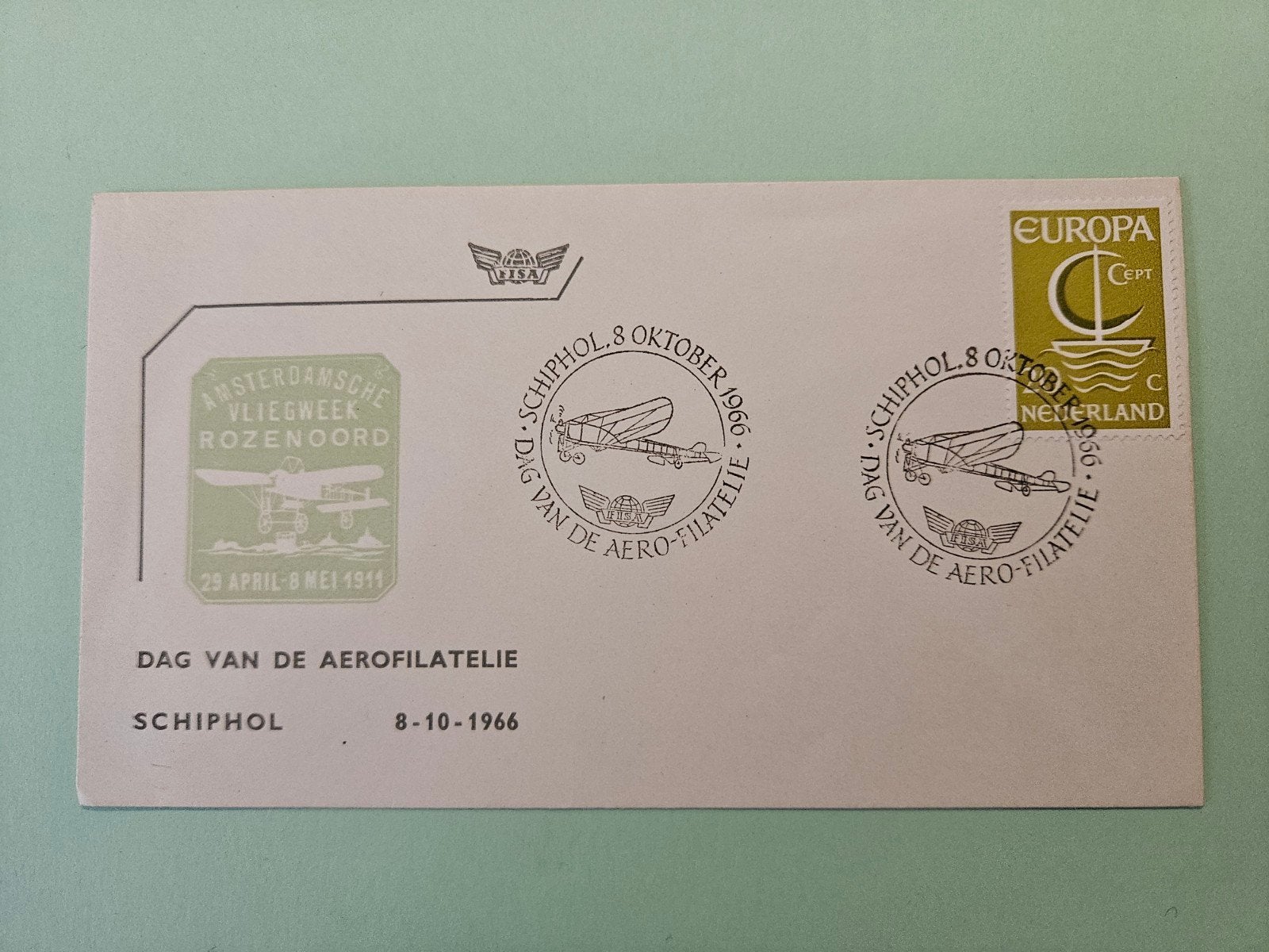 52) Schiphol 1966, Ophalen of Verzenden, Envelop