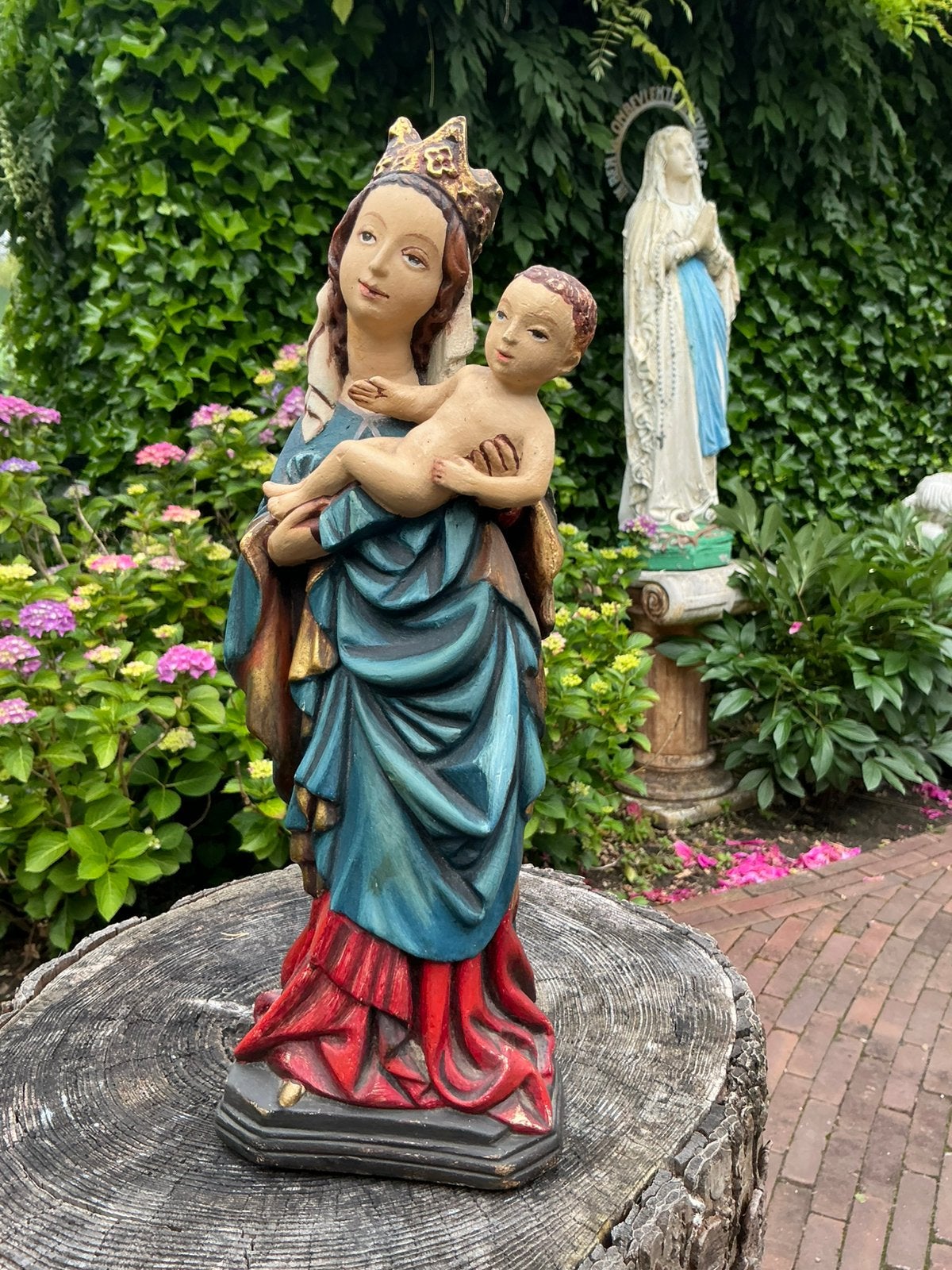 Oud  Mariabeeld ❤️ Maria met kindje Jezus, Antiek en Kunst, Ophalen of Verzenden