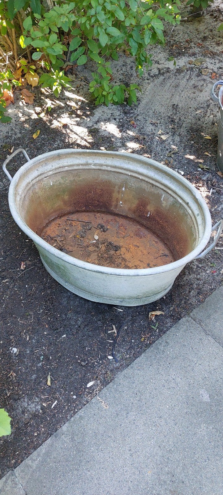 zinken teil, Tuin en Terras, Bloembakken en Plantenbakken, Ophalen, Gebruikt, Metaal, Tuin
