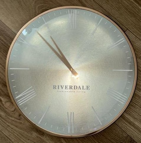 Riverdale Wandklok 40 cm Roségoud/Zilver Romeinse Cijfers, Ophalen, Zo goed als nieuw, Wandklok