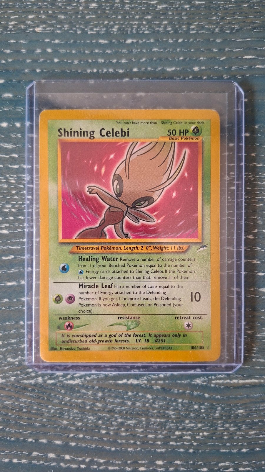Shining Celebi 106/105 Neo Destiny Pokémon Kaart, Ophalen of Verzenden, Gebruikt, Losse kaart, Foil