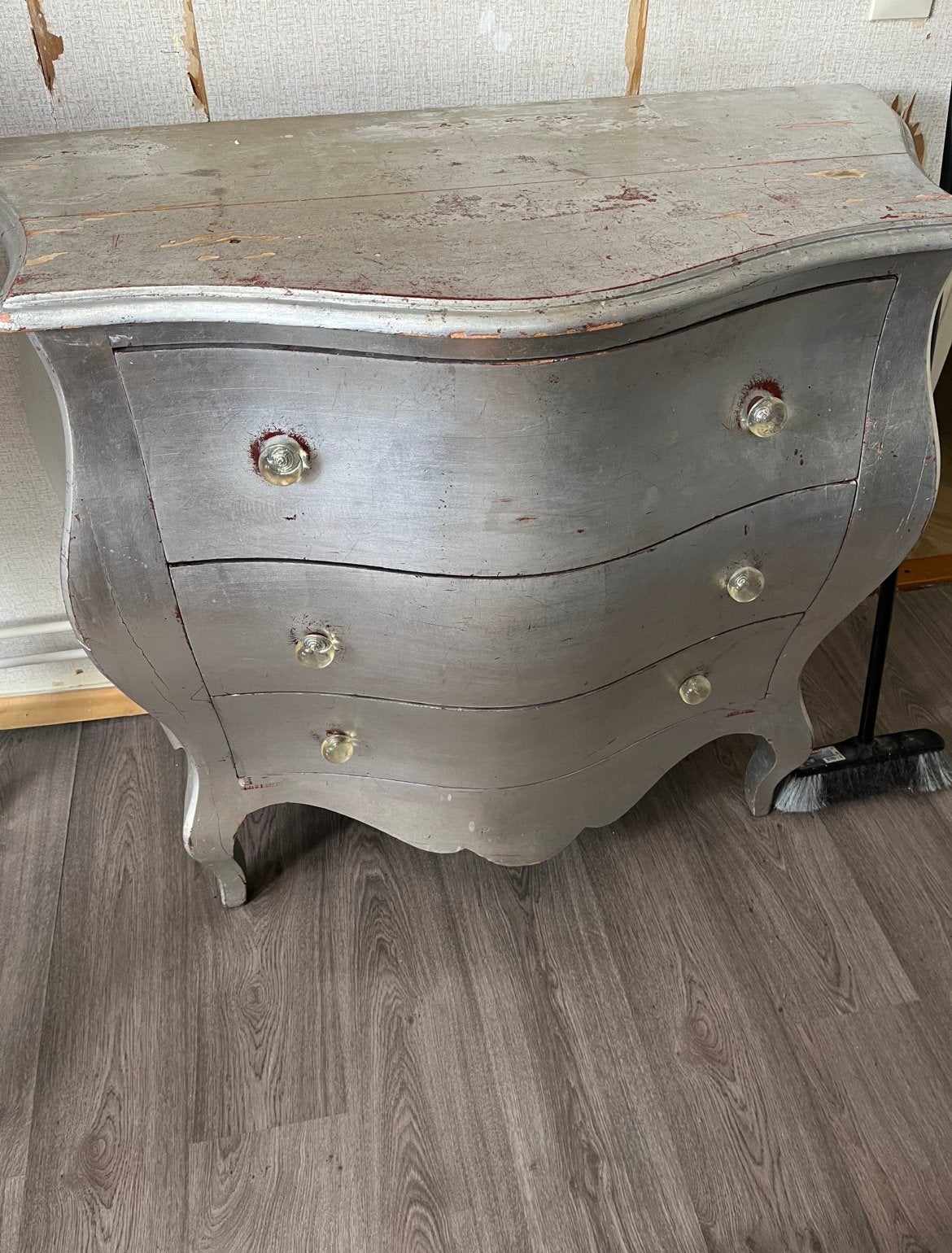 Barok luxe commodo zilver opknapbeurt, Ophalen, 50 tot 100 cm, Zo goed als nieuw, 3 of 4 laden