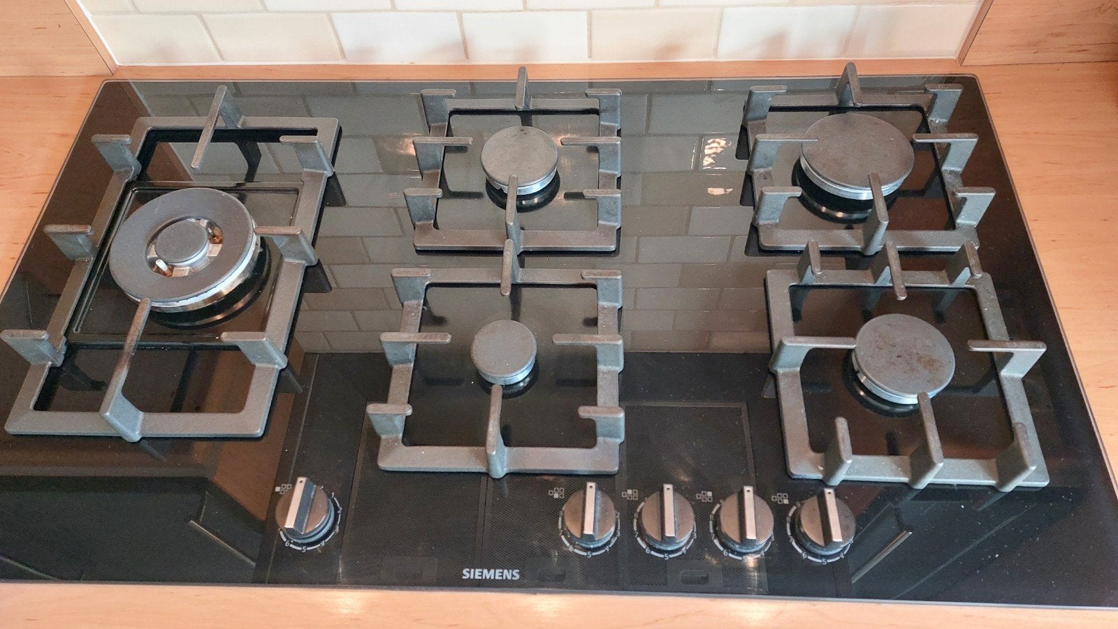 GASKOOKPLAAT INBOUW 90 CM SIEMENS 5 PITS, Witgoed en Apparatuur, Kookplaten, Ophalen, Zo goed als nieuw, Inbouw, Gas