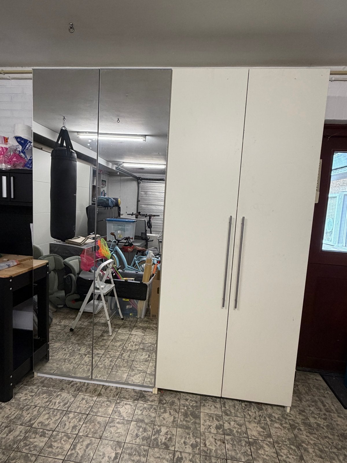 IKEA Pax kast 2 meter met spiegeldeuren en planken, Huis en Inrichting, Kasten | Kledingkasten, Ophalen, Gebruikt, 200 cm of meer