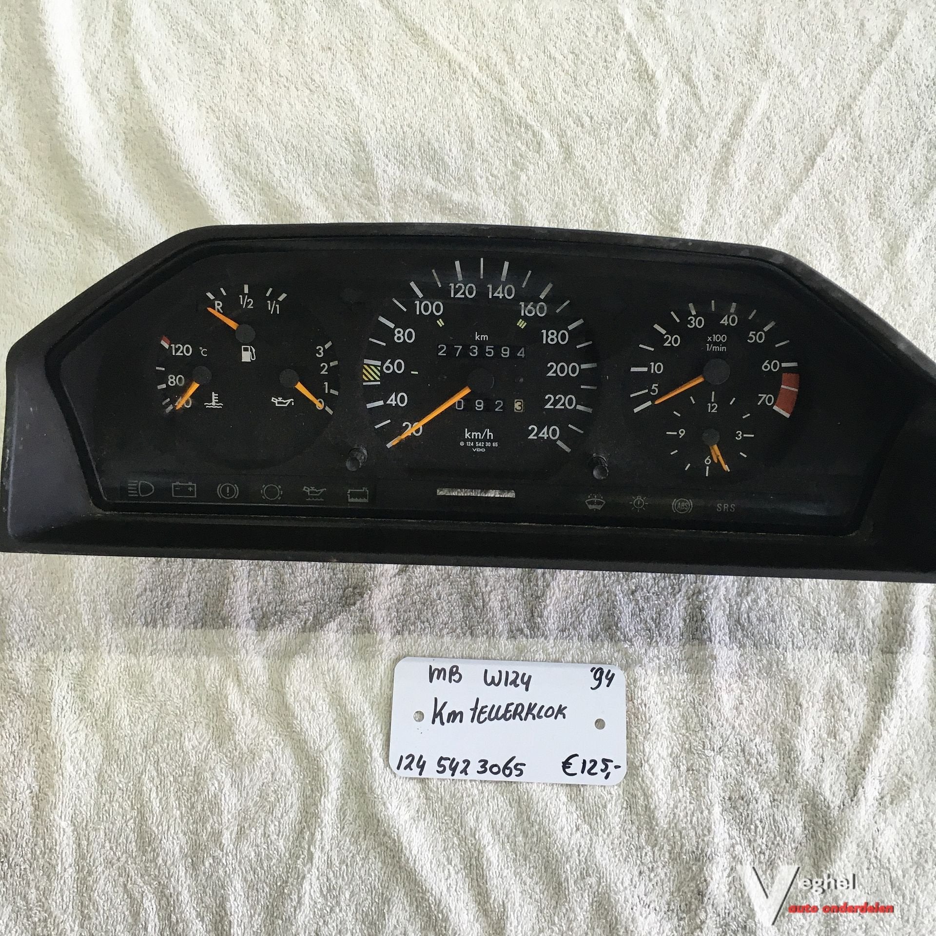 Mercedes W124 1994        Km Tellerklok      124 542 3065, Gebruikt, -, -, Ophalen of Verzenden