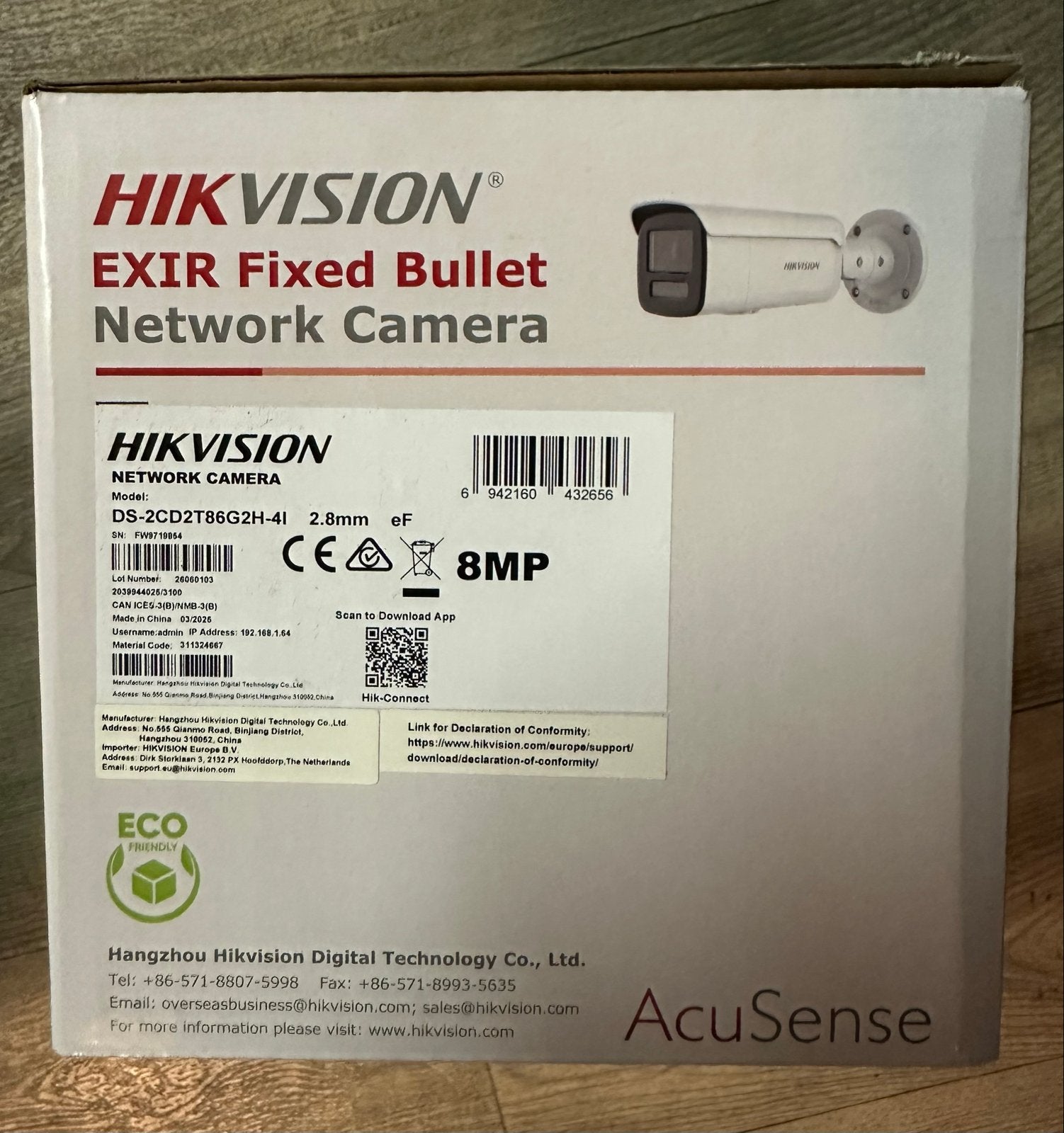 Hikvision AcuSense 8MP EXIR Bullet Netwerk Camera, Ophalen of Verzenden, Nieuw, Buitencamera