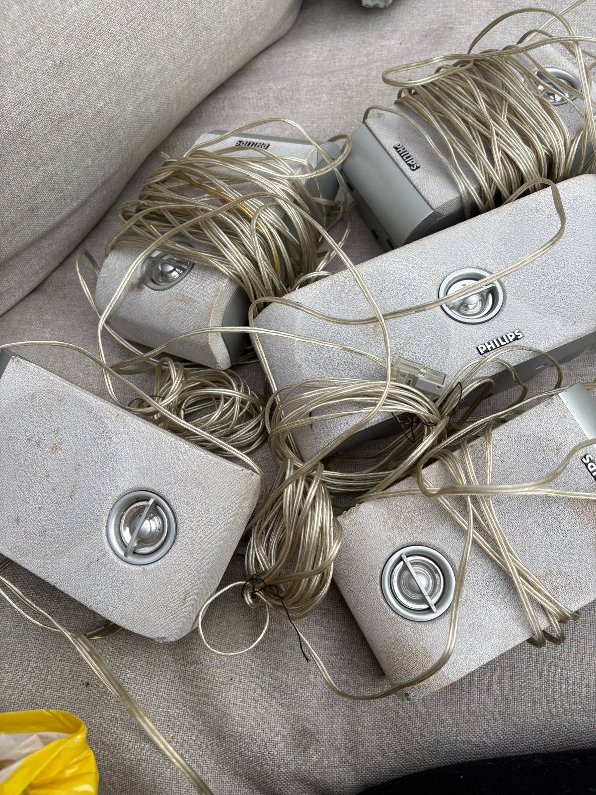 Philips speakerset - 5 stuks met bedrading, Philips, Gebruikt, Speakerset, Ophalen of Verzenden