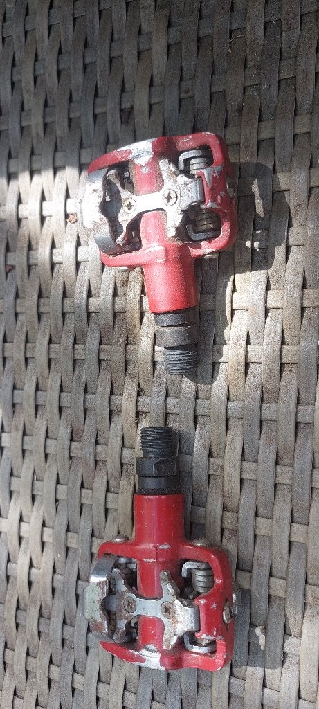 Vintage Ritchey (HTI) Logic SPD klikpedalen – Rood – Retro l, Crankstel of Pedalen, Gebruikt, Aluminium, Ligfiets
