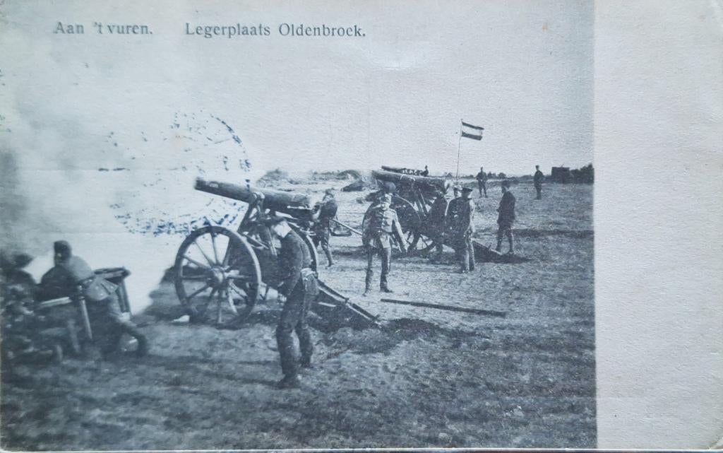 Oldebroek - Legerplaats - Aan 't vuren - 1917 - Militair, Verzamelen, Ansichtkaarten | Nederland, Ophalen of Verzenden, Voor 1920