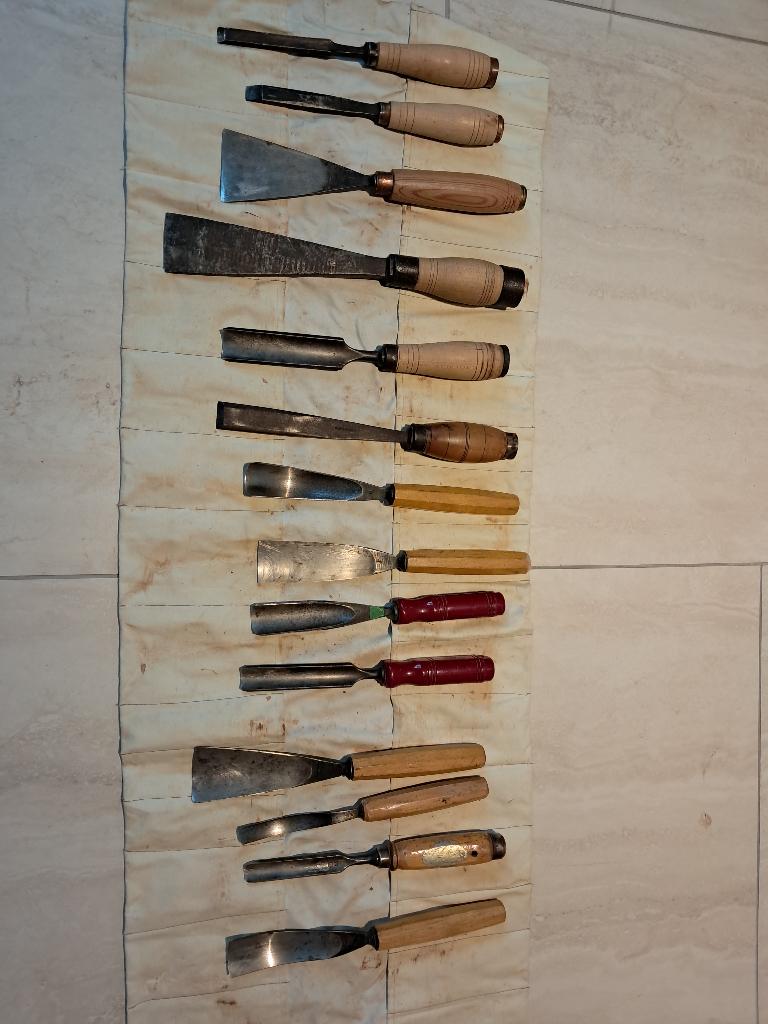 Houtbeitels, Gebruikt, Gereedschap of Toebehoren, Overige merken, Metaal