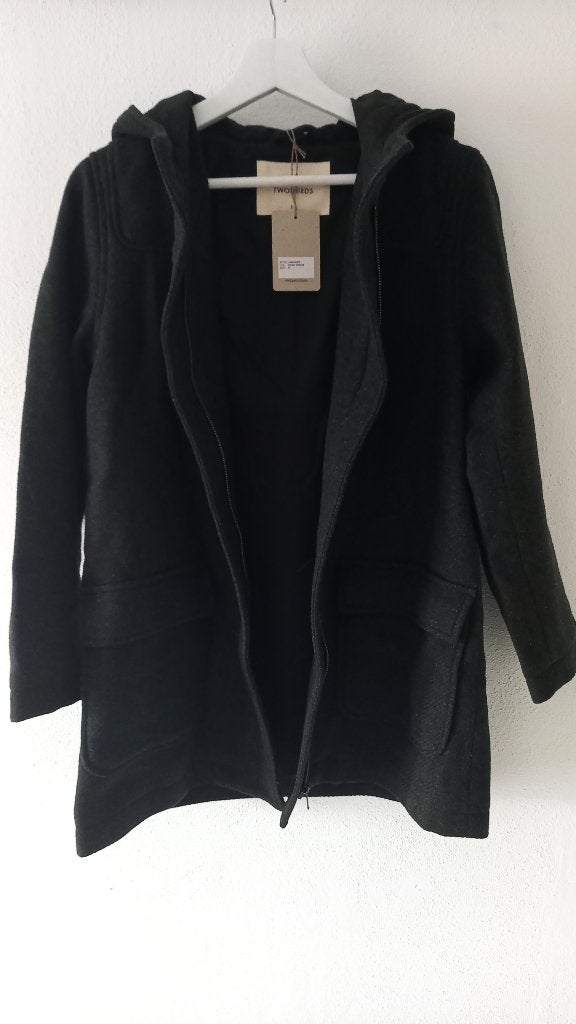 Nieuwe groene eco wollen jas, Two thirds maat S, Twothirds, Nieuw, Ophalen of Verzenden, Maat 36 (S)