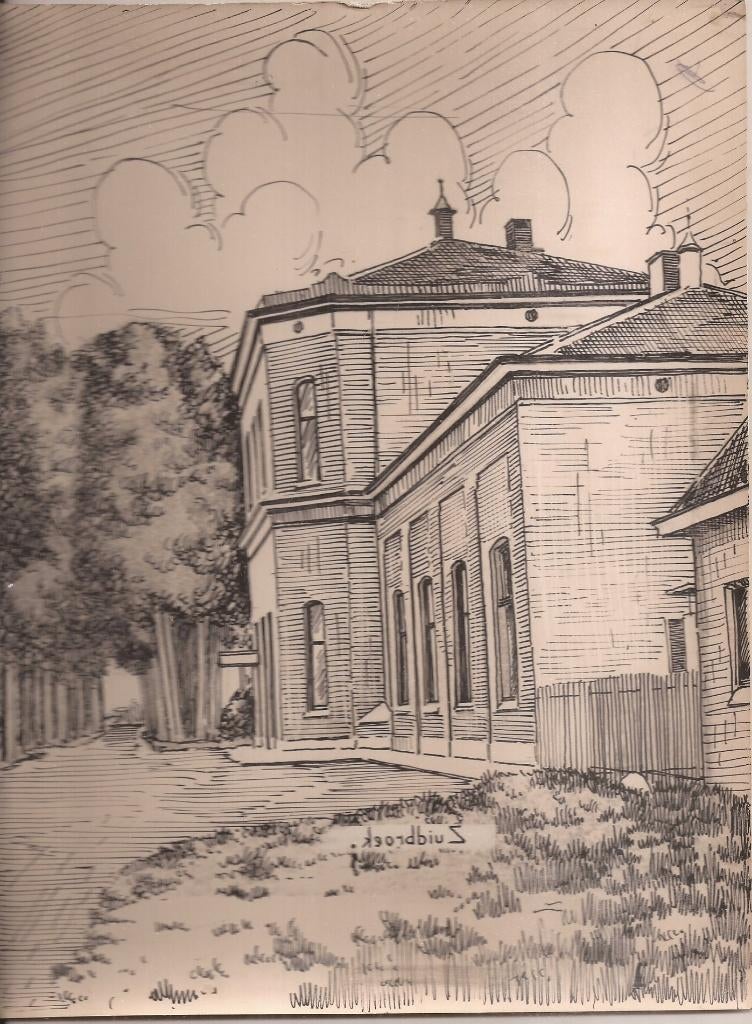 Zuidbroek Groningen Station 1948 tekening Sievers, Ophalen of Verzenden