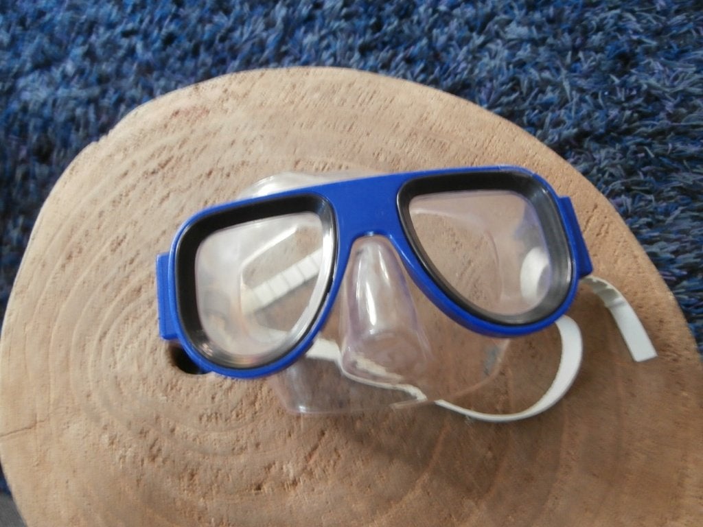 duikbril snorkelbril bril snorkelen duiken zwemmen kind blau, Ophalen of Verzenden, Gebruikt, Snorkelmasker